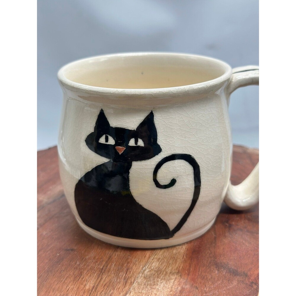Sasha Cat Kitten Feline Pottery Coffee Mug Handmade Signed